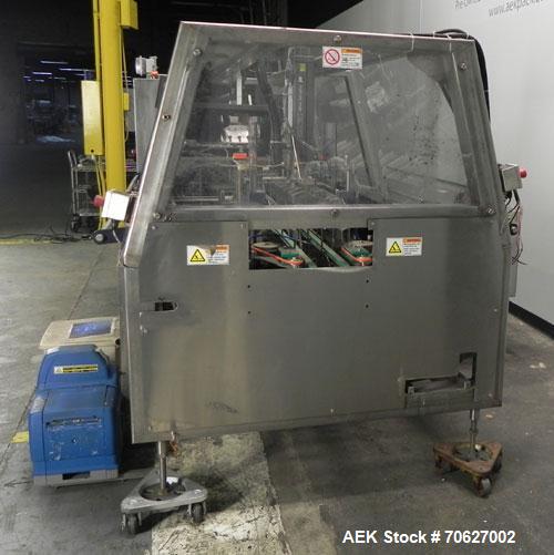 Used Kliklok (Woodman) Model SFR Automatic Horizontal Cartoner capable of speeds from 30 to 120 cartons per minute. 12" centers for a carton size range: Length - 2" to 10.2" or 50 mm to 260 mm, Width...