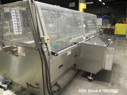 Used Kliklok (Woodman) Model SFR Automatic Horizontal Cartoner capable of speeds from 30 to 120 cartons per minute. 12" centers for a carton size range: Length - 2" to 10.2" or 50 mm to 260 mm, Width...