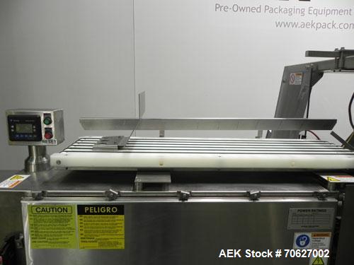 Used Kliklok (Woodman) Model SFR Automatic Horizontal Cartoner capable of speeds from 30 to 120 cartons per minute. 12" centers for a carton size range: Length - 2" to 10.2" or 50 mm to 260 mm, Width...