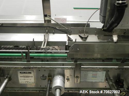 Used Kliklok (Woodman) Model SFR Automatic Horizontal Cartoner capable of speeds from 30 to 120 cartons per minute. 12" centers for a carton size range: Length - 2" to 10.2" or 50 mm to 260 mm, Width...