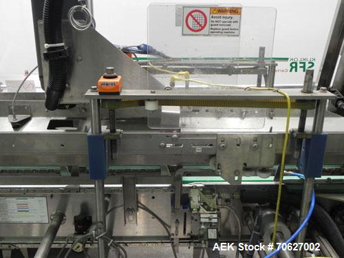 Used Kliklok (Woodman) Model SFR Automatic Horizontal Cartoner capable of speeds from 30 to 120 cartons per minute. 12" centers for a carton size range: Length - 2" to 10.2" or 50 mm to 260 mm, Width...