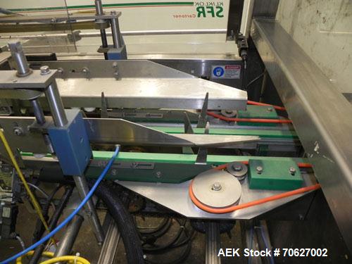 Used Kliklok (Woodman) Model SFR Automatic Horizontal Cartoner capable of speeds from 30 to 120 cartons per minute. 12" centers for a carton size range: Length - 2" to 10.2" or 50 mm to 260 mm, Width...
