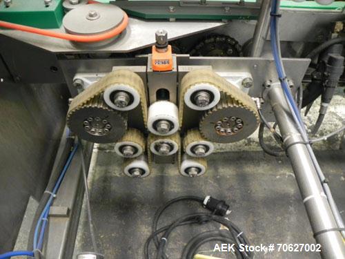 Used Kliklok (Woodman) Model SFR Automatic Horizontal Cartoner capable of speeds from 30 to 120 cartons per minute. 12" centers for a carton size range: Length - 2" to 10.2" or 50 mm to 260 mm, Width...