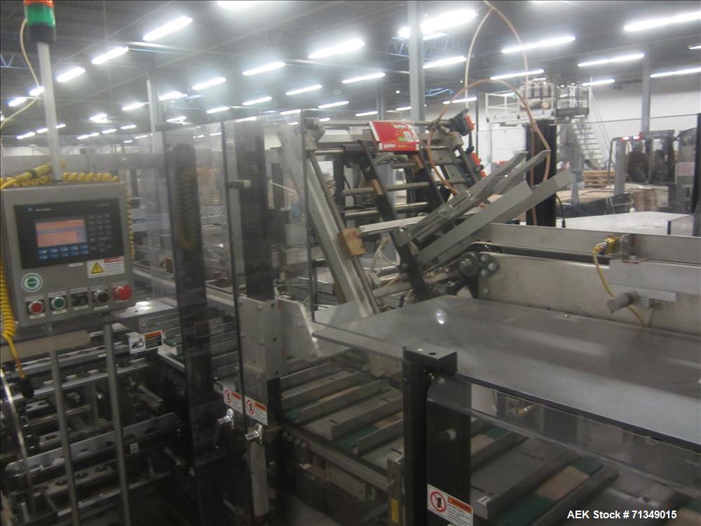 Used Langen MC-SCA Automatic Horizontal Cartoner with 9" centers Nordson Hot Me