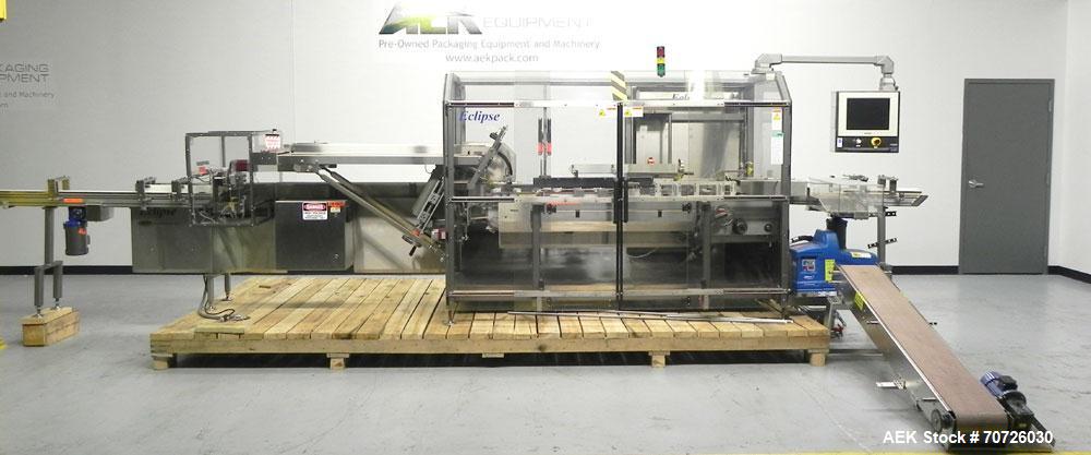 Used MGS Eclipse Servo Driven Horizontal Intermittent Motion Cartoner capable of speeds up to 90 cartons per minute. This machine is in excellent condition and has been lightly used. Application list...