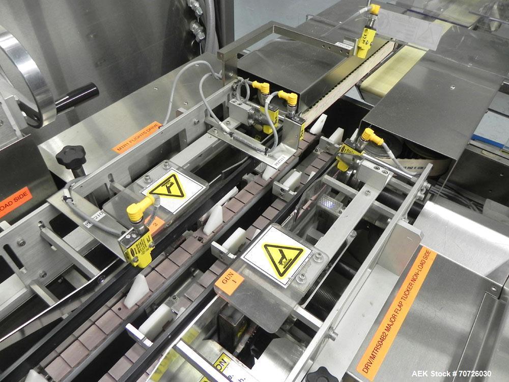 Used MGS Eclipse Servo Driven Horizontal Intermittent Motion Cartoner capable of speeds up to 90 cartons per minute. This machine is in excellent condition and has been lightly used. Application list...