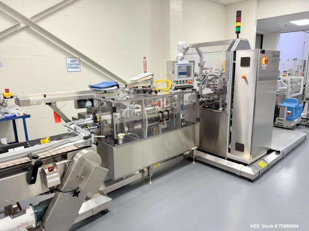 Used MGS Machine Stealth Horizontal Continuous Motion Cartoner, Serial# 14127, Year 2010. With Allen-Bradley PanelView Plus 1000, Nordson glue unit, panel & assorted parts.