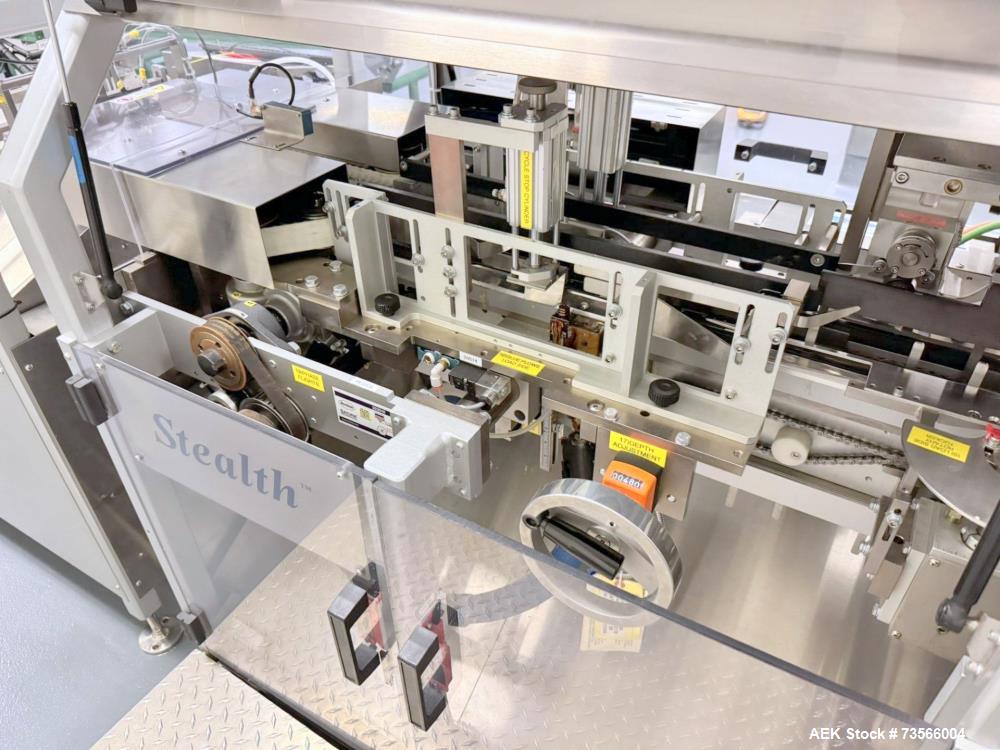 Used MGS Machine Stealth Horizontal Continuous Motion Cartoner, Serial# 14127, Year 2010. With Allen-Bradley PanelView Plus 1000, Nordson glue unit, panel & assorted parts.