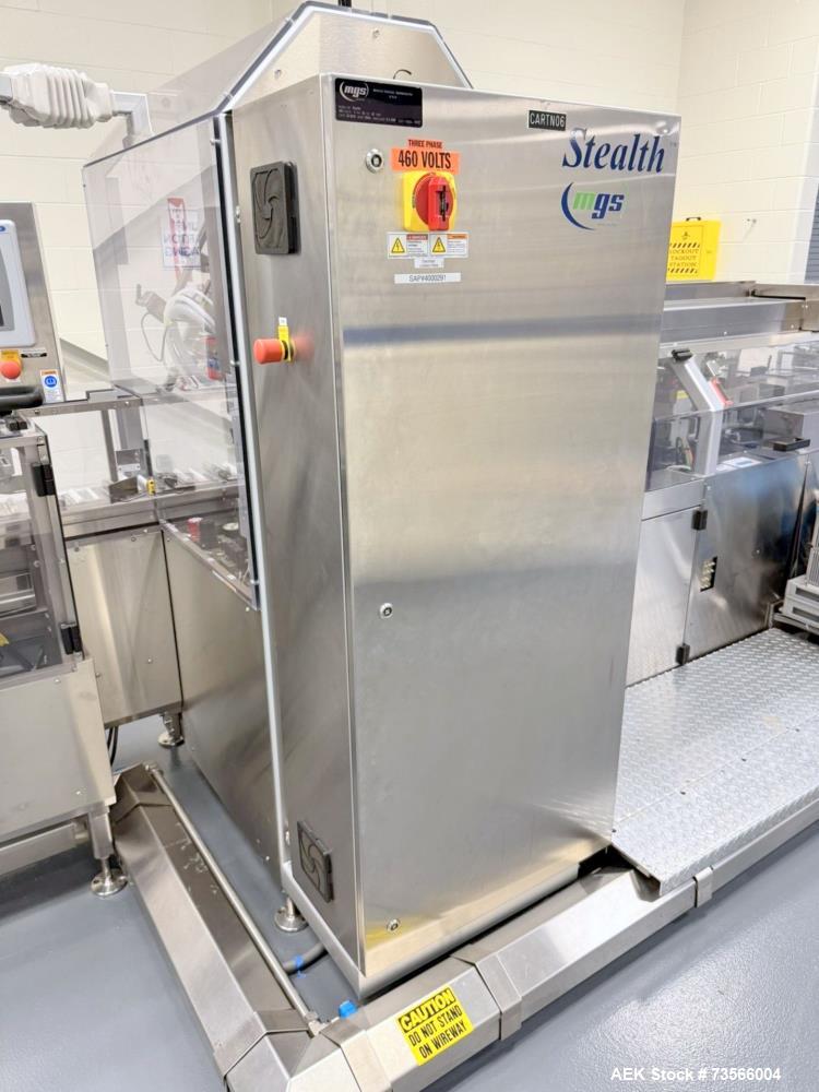 Used MGS Machine Stealth Horizontal Continuous Motion Cartoner, Serial# 14127, Year 2010. With Allen-Bradley PanelView Plus 1000, Nordson glue unit, panel & assorted parts.