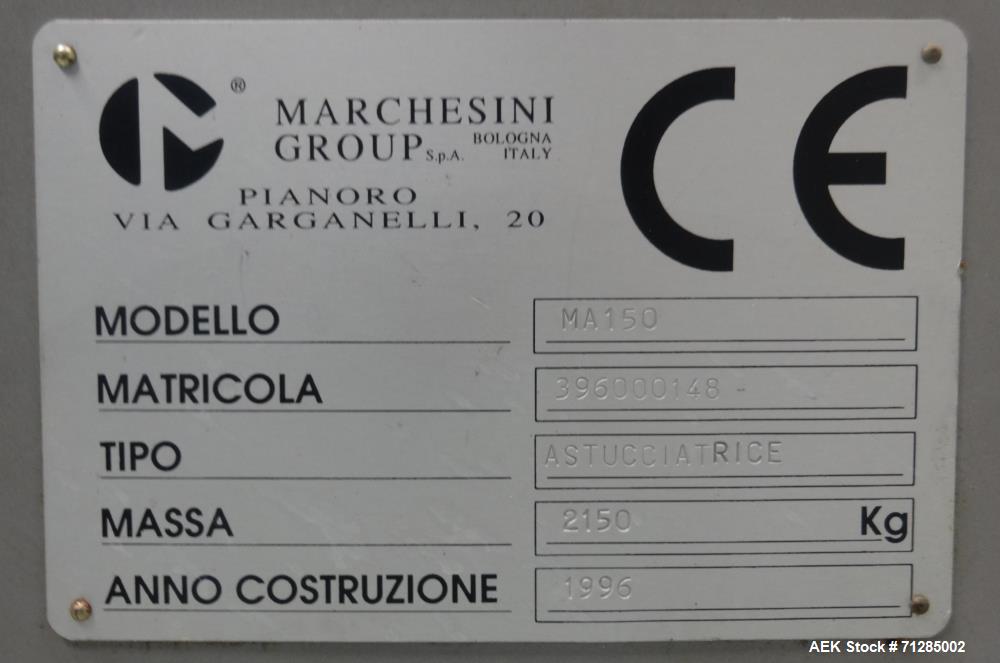 Used Marchesini MA 150 Automatic Horizontal Intermittent Motion Cartoner