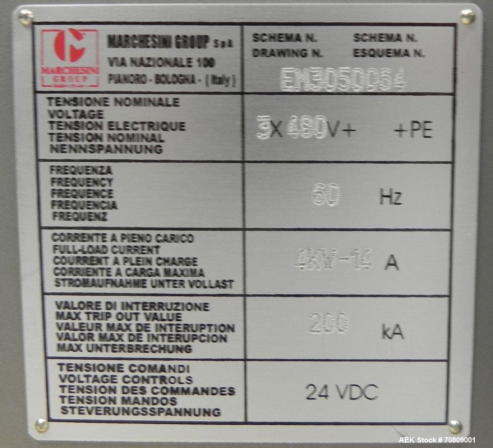 Used Marchesini Model MA 255 Automatic Horizontal Cartoner. Machine is capable of speeds up to 200 cartons per minute. Has a carton size range: (length) 25mm - 100mm (width) 15mm - 85mm (depth) 65mm ...