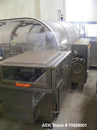 Used Rama RM A2C Horizontal Cartoner.  Maximum box size 11.8" x 11.8" x 2.7" (300 x 300 x 70 mm).  Minimum box size 4.7" x 3.9" x 0.7" (120 x 100 x 20 mm).  With rotary carton feeder.  (1) Control pa...