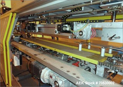 Used SMI Cardboard Sleeve Multipacker, Model MP200 RD.200 Packs/minute; fully automatic; can pack plastic, metal or glass containers in overwrapping cardboard sleeves; can be packed in OTT (Over The ...