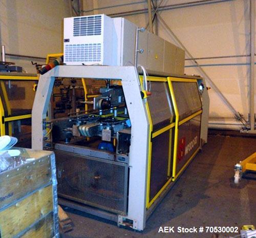 Used SMI Cardboard Sleeve Multipacker, Model MP200 RD.200 Packs/minute; fully automatic; can pack plastic, metal or glass containers in overwrapping cardboard sleeves; can be packed in OTT (Over The ...