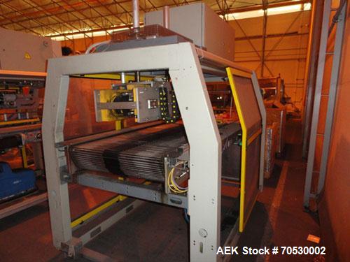 Used SMI Cardboard Sleeve Multipacker, Model MP200 RD.200 Packs/minute; fully automatic; can pack plastic, metal or glass containers in overwrapping cardboard sleeves; can be packed in OTT (Over The ...