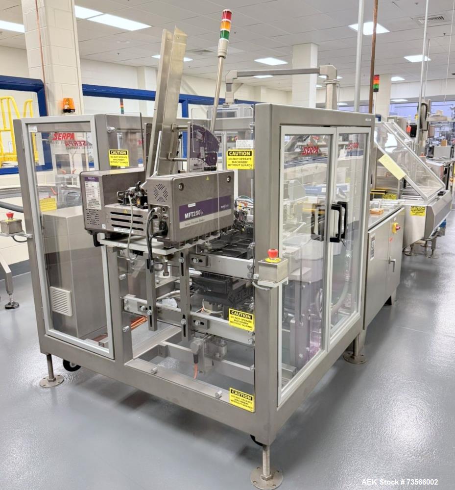 Used Serpa Packaging Solutions Horizontal Cartoner, Model 5000CAL, Serial# 1927, Year 2011. With Nordson glue unit, Multi-feeder model MFT 250IP, panel, Allen-Bradley CompactLogix L32E.