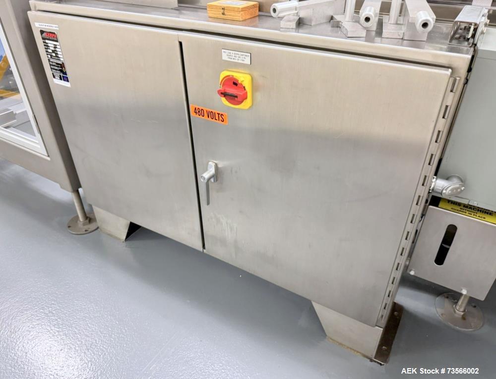 Used Serpa Packaging Solutions Horizontal Cartoner, Model 5000CAL, Serial# 1927, Year 2011. With Nordson glue unit, Multi-feeder model MFT 250IP, panel, Allen-Bradley CompactLogix L32E.