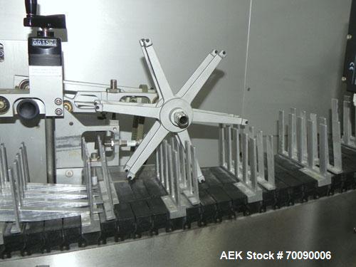 Used Uhlmann Model C2205 Automatic Blister Cartoner. Capable of speeds up to 250 cartons per minute. Has a 5" pitch for a maximum carton size range: length 150mm, width 100mm, height 90mm. Max number...