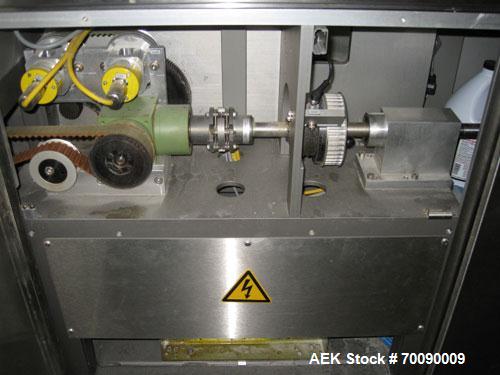 Used Uhlmann Model C2205 automatic blister cartoner. Capable of speeds up to 250 cartons per minute. Has a 5" pitch for a Maximum carton size range: (Length) 150mm (Width) 100mm (Height) 90mm. Max nu...