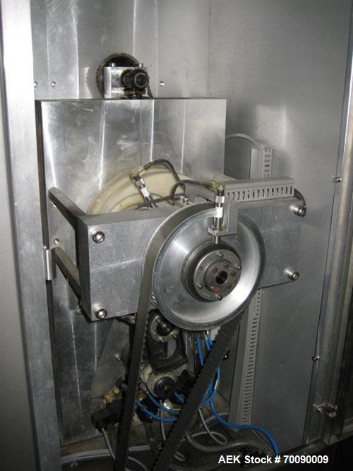 Used Uhlmann Model C2205 automatic blister cartoner. Capable of speeds up to 250 cartons per minute. Has a 5" pitch for a Maximum carton size range: (Length) 150mm (Width) 100mm (Height) 90mm. Max nu...