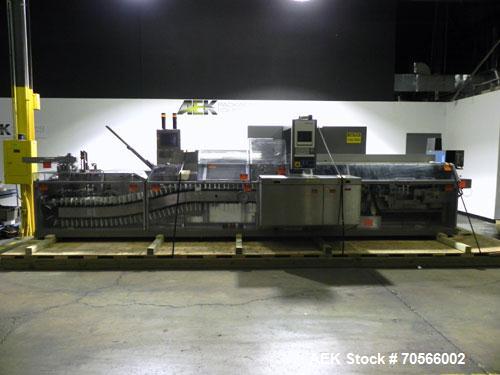 Used Uhlmann Model C2206 Automatic Horizontal Cartoner. Machine is capable of speeds up to 200 cartons per minute. Has 6" centers for a max carton range: length 130 mm, width up to 100 mm, depth to 2...
