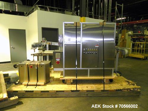 Used Uhlmann Model C2206 Automatic Horizontal Cartoner. Machine is capable of speeds up to 200 cartons per minute. Has 6" centers for a max carton range: length 130 mm, width up to 100 mm, depth to 2...