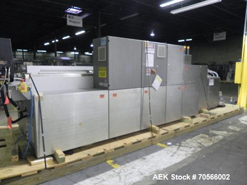 Used Uhlmann Model C2206 Automatic Horizontal Cartoner. Machine is capable of speeds up to 200 cartons per minute. Has 6" centers for a max carton range: length 130 mm, width up to 100 mm, depth to 2...