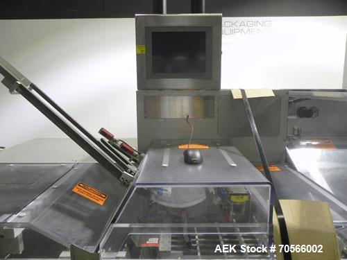 Used Uhlmann Model C2206 Automatic Horizontal Cartoner. Machine is capable of speeds up to 200 cartons per minute. Has 6" centers for a max carton range: length 130 mm, width up to 100 mm, depth to 2...