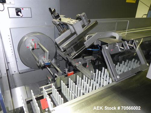 Used Uhlmann Model C2206 Automatic Horizontal Cartoner. Machine is capable of speeds up to 200 cartons per minute. Has 6" centers for a max carton range: length 130 mm, width up to 100 mm, depth to 2...