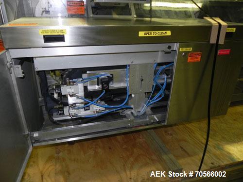 Used Uhlmann Model C2206 Automatic Horizontal Cartoner. Machine is capable of speeds up to 200 cartons per minute. Has 6" centers for a max carton range: length 130 mm, width up to 100 mm, depth to 2...
