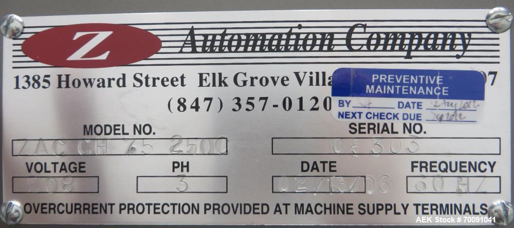 Used Z-Automation ZAC CH 7.5 2500 Automatic Horizontal Glue Cartoner with Bottle Loader