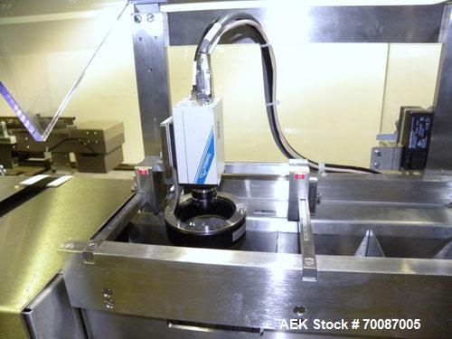 Used Bosch CUT120 Automatic Intermittent Motion Horizontal Tuck Cartoner. Capable of speeds up to 120 cartons per minute. Has adjustable bucket infeed on 5" centers for a carton size range: length 20...