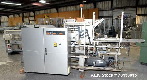 Used IWKA CPR Automatic Horizontal Bottle Cartoner capable of speeds up to 200 cartons per minute. Has a carton size range: A- 20 - 105mm, B 15 - 70mm, C 55 - 85mm. Model CPR.  With adjustable bucket...