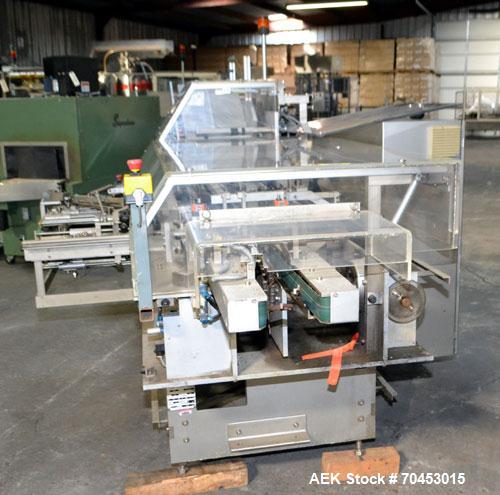 Used IWKA CPR Automatic Horizontal Bottle Cartoner capable of speeds up to 200 cartons per minute. Has a carton size range: A- 20 - 105mm, B 15 - 70mm, C 55 - 85mm. Model CPR.  With adjustable bucket...