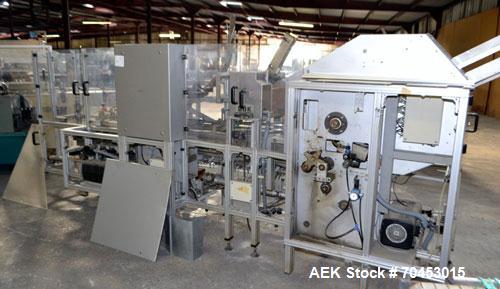 Used IWKA CPR Automatic Horizontal Bottle Cartoner capable of speeds up to 200 cartons per minute. Has a carton size range: A- 20 - 105mm, B 15 - 70mm, C 55 - 85mm. Model CPR.  With adjustable bucket...