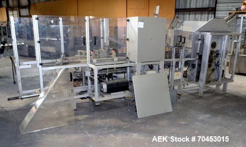 Used IWKA CPR Automatic Horizontal Bottle Cartoner capable of speeds up to 200 cartons per minute. Has a carton size range: A- 20 - 105mm, B 15 - 70mm, C 55 - 85mm. Model CPR.  With adjustable bucket...