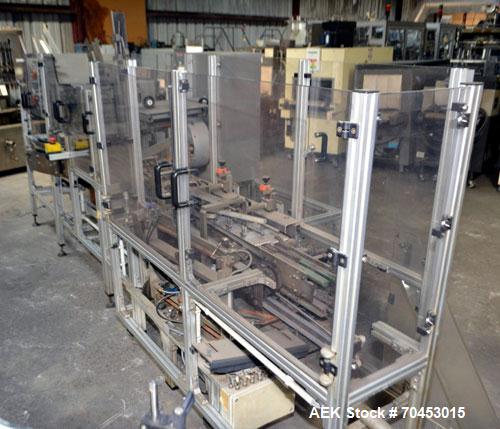Used IWKA CPR Automatic Horizontal Bottle Cartoner capable of speeds up to 200 cartons per minute. Has a carton size range: A- 20 - 105mm, B 15 - 70mm, C 55 - 85mm. Model CPR.  With adjustable bucket...