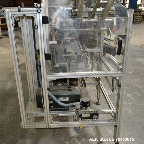 Used IWKA CPR Automatic Horizontal Bottle Cartoner capable of speeds up to 200 cartons per minute. Has a carton size range: A- 20 - 105mm, B 15 - 70mm, C 55 - 85mm. Model CPR.  With adjustable bucket...