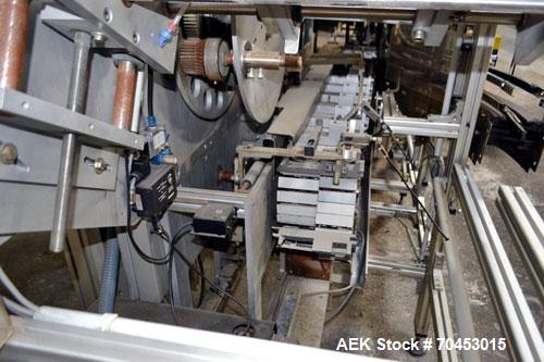 Used IWKA CPR Automatic Horizontal Bottle Cartoner capable of speeds up to 200 cartons per minute. Has a carton size range: A- 20 - 105mm, B 15 - 70mm, C 55 - 85mm. Model CPR.  With adjustable bucket...