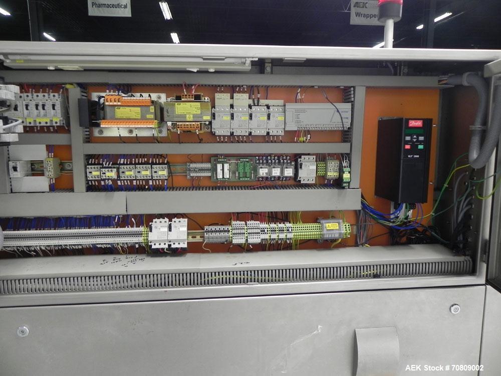 Used IWKA Model CPSR Automatic Horizontal Cartoner. Capable of speeds up to 250 cartons per minute. Has automatic bottle loader and dual blister feeders. Has 4" centers for a carton size range: (Leng...