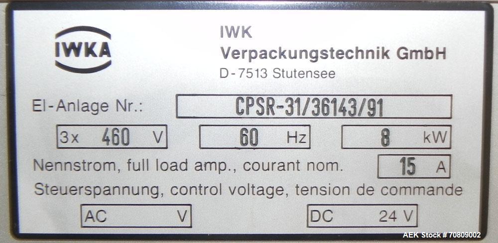 Used IWKA Model CPSR Automatic Horizontal Cartoner. Capable of speeds up to 250 cartons per minute. Has automatic bottle loader and dual blister feeders. Has 4" centers for a carton size range: (Leng...