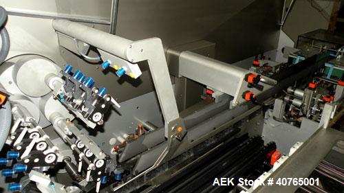 Used IWKA Cartopac SC6 Automatic Horizontal Cartoner. Capable of speeds up to 300 BPM. Has 6" centers for a carton size range: length 20 to 125mm, width 15 to 110mm, depth 85 to 230mm. Has 15' long a...