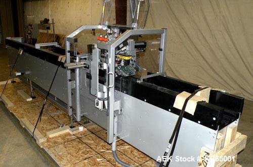 Used IWKA Cartopac SC6 Automatic Horizontal Cartoner. Capable of speeds up to 300 BPM. Has 6" centers for a carton size range: length 20 to 125mm, width 15 to 110mm, depth 85 to 230mm. Has 15' long a...
