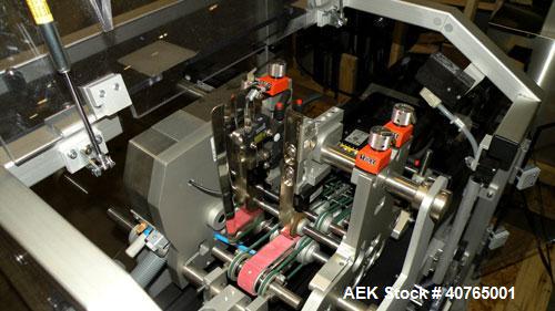 Used IWKA Cartopac SC6 Automatic Horizontal Cartoner. Capable of speeds up to 300 BPM. Has 6" centers for a carton size range: length 20 to 125mm, width 15 to 110mm, depth 85 to 230mm. Has 15' long a...