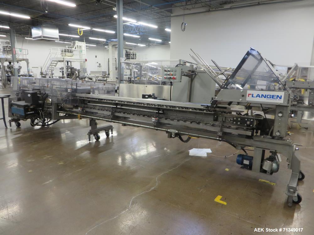 Used Langen B1-M Cartoner, 9' Load area, Hot Melt, 9" Centers