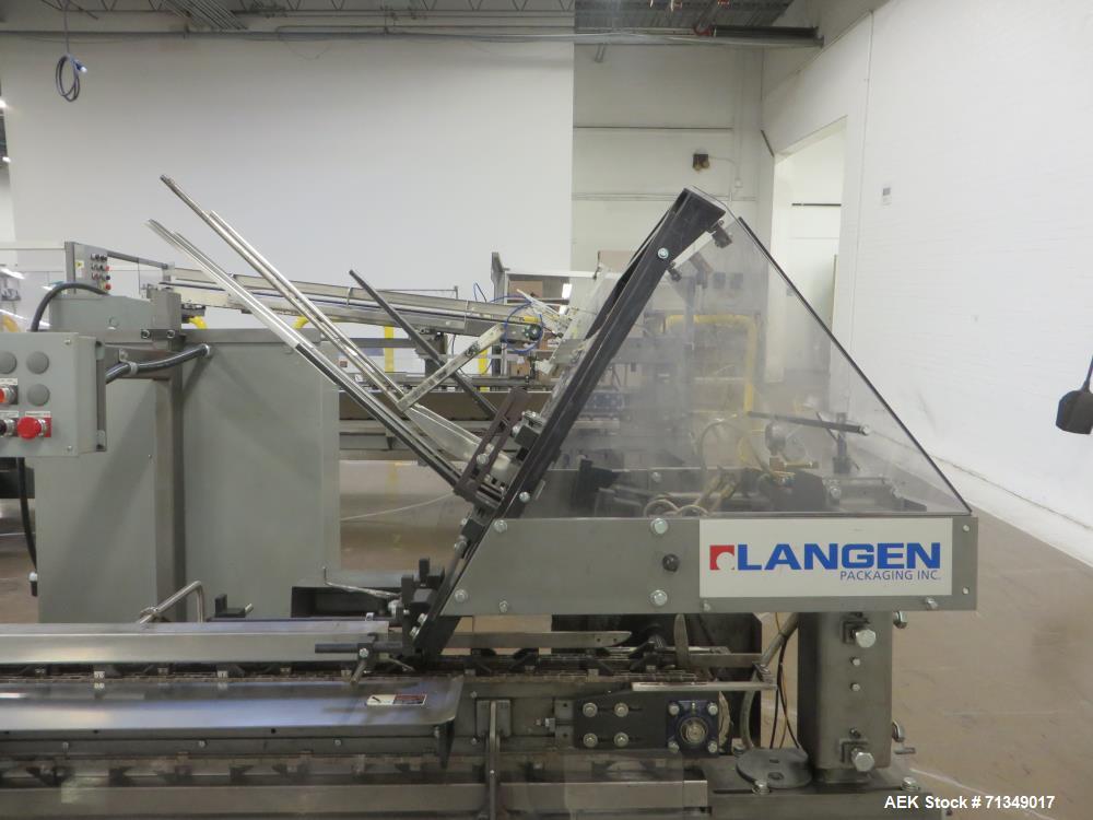 Used- Langen B1-M Cartoner, 9' Load area, Hot Melt, 9" Centers