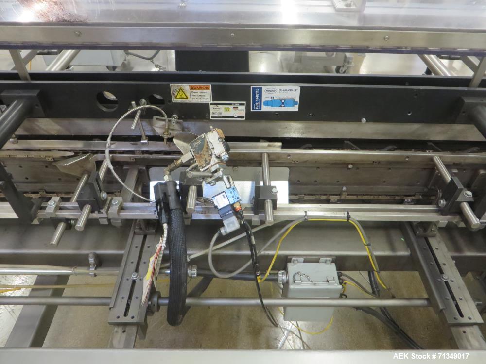 Used- Langen B1-M Cartoner, 9' Load area, Hot Melt, 9" Centers