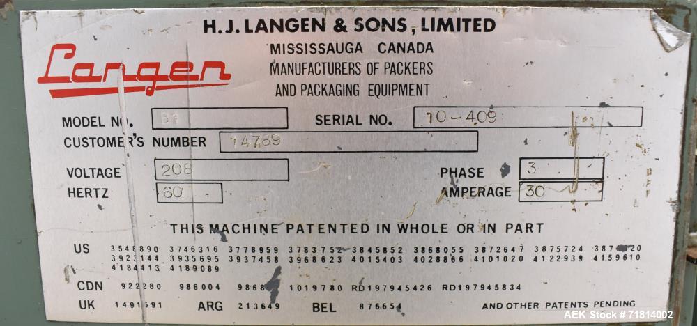 Used- Langen Model B1 Semi-Automatic Horizontal Cartoner.