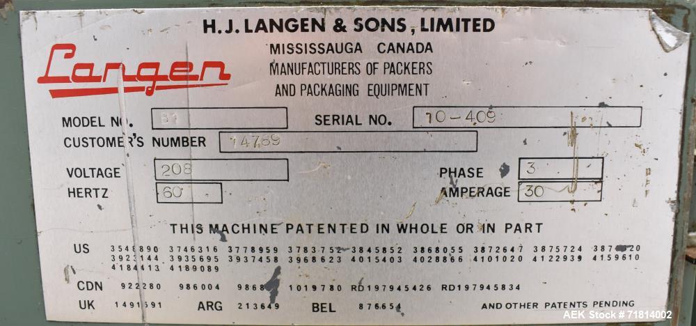 Used Langen Model B1 Semi-Automatic Horizontal Cartoner.