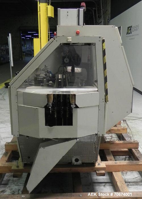 Used Marchesini BA400 Automatic Horizontal Cartoner capable of speeds up to 400 cartons per minute. Has 4" centers for a carton size range: length 25mm - 70mm, width 15mm - 70mm, depth 78mm - 150mm. ...
